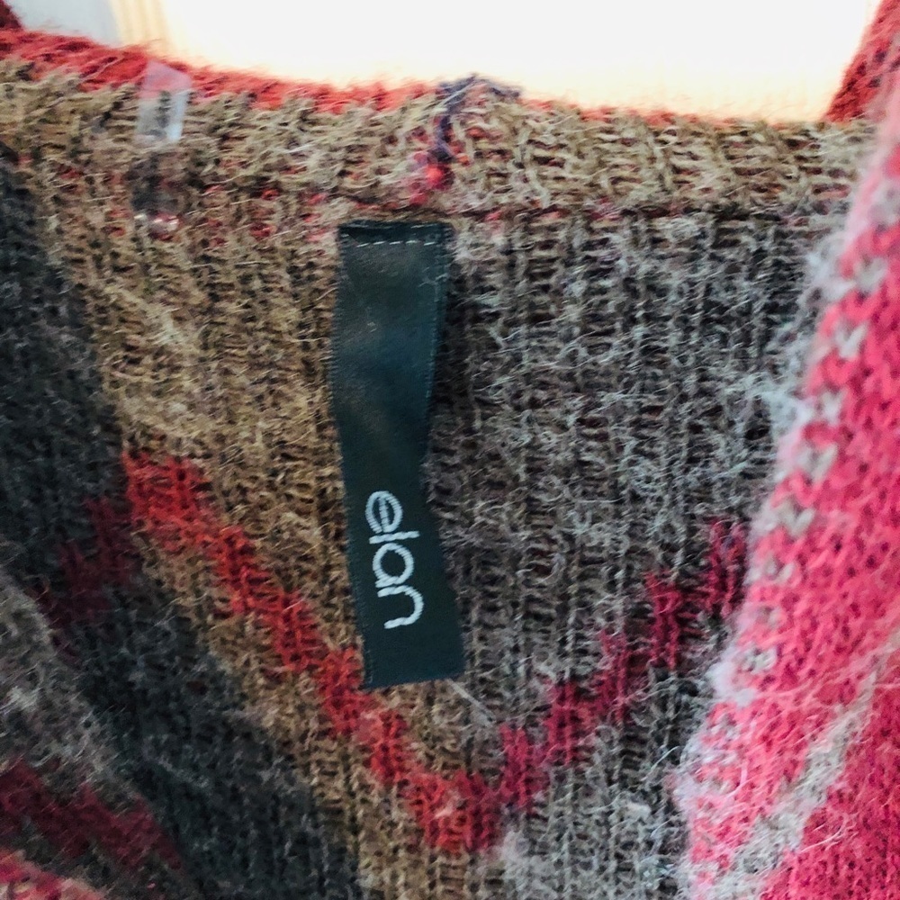 ELAN burgundy Western Aztec wool blend hooded cardigan sweater size small - Picture 3 of 6